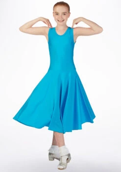 Tappers & Pointers Girl's Tank Ballroom Dress Long -Dance Clothing Store ballroom3 tappers pointers girls tank ballroom dress long blue front 57885.1678886270