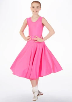 Tappers & Pointers Girl's Tank Ballroom Dress Long -Dance Clothing Store ballroom3 tappers pointers girls tank ballroom dress long pink front 15217.1678886270