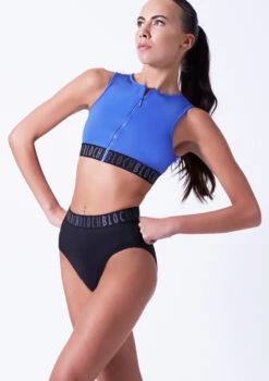 Bloch Remy Zip Front Tank Crop Top -Dance Clothing Store blft5010 blue front t 59922.1698799274