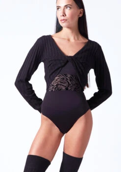 Bloch Hope Knit Warmup Top -Dance Clothing Store blz1289 black front t 58185.1698711755