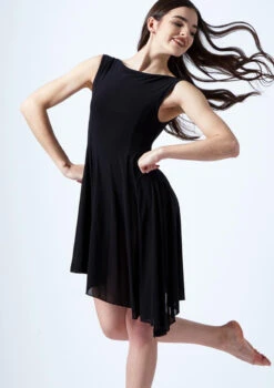 Move Dance Pandora Asymmetric Lyrical Dress -Dance Clothing Store mo r0221 move dance pandora high neck lyrical dress black front thumbnail T 74150.1691199194