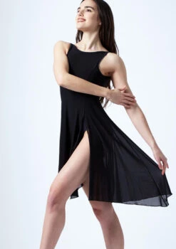 Move Dance Larissa High Split Lyrical Dress -Dance Clothing Store mo r0222 move dance larissa high split lyrical dress black front thumbnail T 41387.1691199194