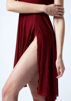 Move Dance Larissa High Split Lyrical Dress -Dance Clothing Store mo r0222 move dance larissa high split lyrical dress red front no2 00367.1678884661