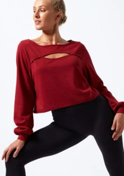 Move Dance Dare Cut Out Sweatshirt -Dance Clothing Store mo z0615 move dance dare cut out sweatshirt red front thumbnail T 89744.1696981188