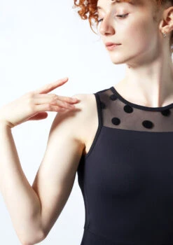 Move Dance Ariella Open Back Catsuit -Dance Clothing Store moc0636 black close up front 1 87039.1690548700