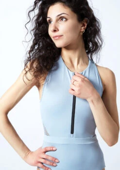 Move Dance Sally Zip Front Leotard 11 Move Dance Sally Zip Front Leotard -Dance Clothing Store mol0652 paleblue close up front 1 87886.1678884242