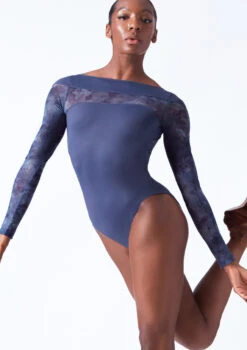 Move Dance Brizo Long Sleeve Leotard -Dance Clothing Store mol0665 petrol blue front t 09180.1698711846