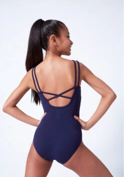 Move Dance Kamila Teen Cross Back Leotard -Dance Clothing Store mol5119 navy close up back 66437.1683933612