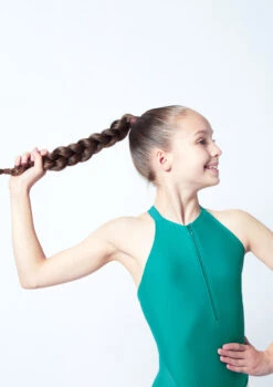 Move Dance Teen Annabelle Zip Up Leotard -Dance Clothing Store mol5818 grn close up front 1 42245.1678884491