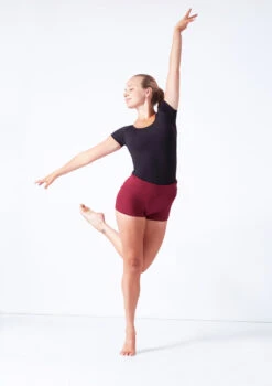 Move Dance Sasha Rolltop Dance Shorts -Dance Clothing Store mor0009 burgundy front 1 32862.1687216789