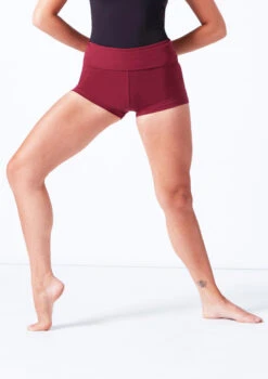 Move Dance Sasha Rolltop Dance Shorts -Dance Clothing Store mor0009 burgundy front t 36233.1696980720