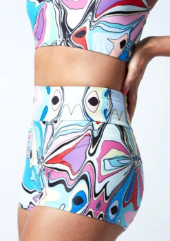 Move Dance Astra High Waisted Shorts - Marble -Dance Clothing Store mor0909 mar close up front 1 98221.1678884733