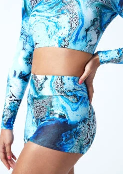 Move Dance Astra High Waisted Shorts - Pacific -Dance Clothing Store mor0909 pac close up front 1 94203.1678884739