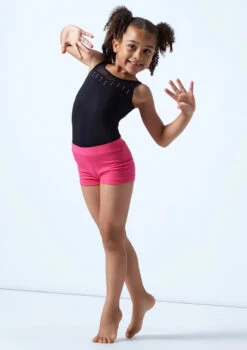 Move Dance Thalia Girls Dance Shorts -Dance Clothing Store mor5011 bright pink front 2 15156.1688080915