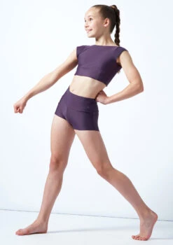 Move Dance Teen Carina High Waisted Dance Shorts -Dance Clothing Store mor5811 grape front 1 25466.1678884780