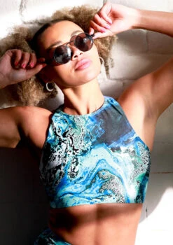 Move Dance Stellar Cross Back Crop Top - Pacific -Dance Clothing Store mos0905 pac close up front 2 08537.1678884803