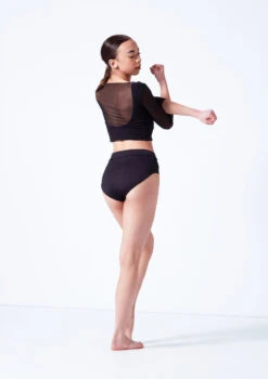 Move Dance Athena Mesh Crop Top -Dance Clothing Store moz0038 black back 02644.1681806972