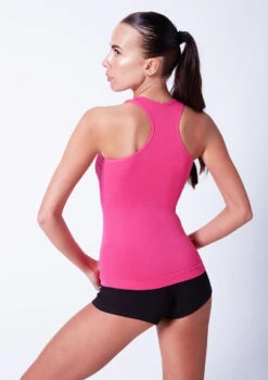 Move Dance Piera Seamless Dance Top -Dance Clothing Store moz0260 pink close up back 72364.1678884920