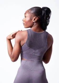 Move Dance Isabelle Seamless Tank Crop Top 14 Move Dance Isabelle Seamless Tank Crop Top -Dance Clothing Store moz0502 sharkgrey close up back 92842.1684799005