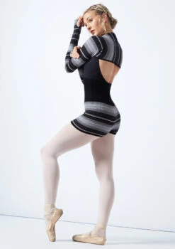 Move Dance Orchid Striped Knit Dance Shrug 10 Move Dance Orchid Striped Knit Dance Shrug -Dance Clothing Store moz0707 gry back 1 92793.1678885097