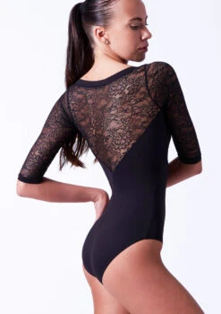 So Danca Crop Sleeve Floral Lace Leotard -Dance Clothing Store soe10999 black side t 00271.1698810476
