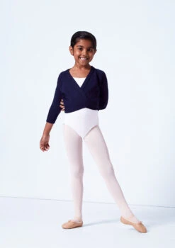 Tappers & Pointers Kids Knit Ballet Wrap -Dance Clothing Store taxclsn navy front 2 06396.1683935998