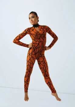 Weissman Game Of Survival -Dance Clothing Store weissman flocked geometric unitard orange front 26450.1685491271