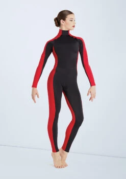 Weissman Destinations -Dance Clothing Store wn mt11202 weissman two tone colourblock unitard black red front T 96576.1698840494