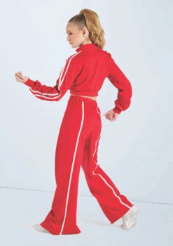 Weissman French Terry Split-Front Pants -Dance Clothing Store wn15426 red 44 61011.1694694085