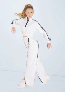Weissman French Terry Split-Front Pants -Dance Clothing Store wn15426 white 49 60977.1694694085