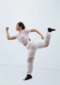 Weissman Mesh Oversized Tee -Dance Clothing Store wn15540 white 11 64392.1694697894