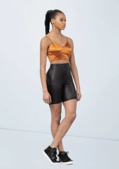 Weissman Satin Crop Top -Dance Clothing Store wn15546 copper 15 t 33216.1698825487