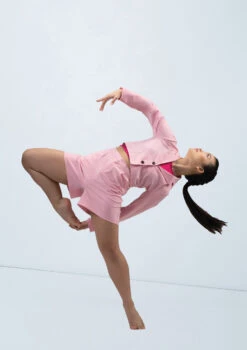 Weissman Cropped Suit Blazer -Dance Clothing Store wn15555 pink 151 48458.1694697937